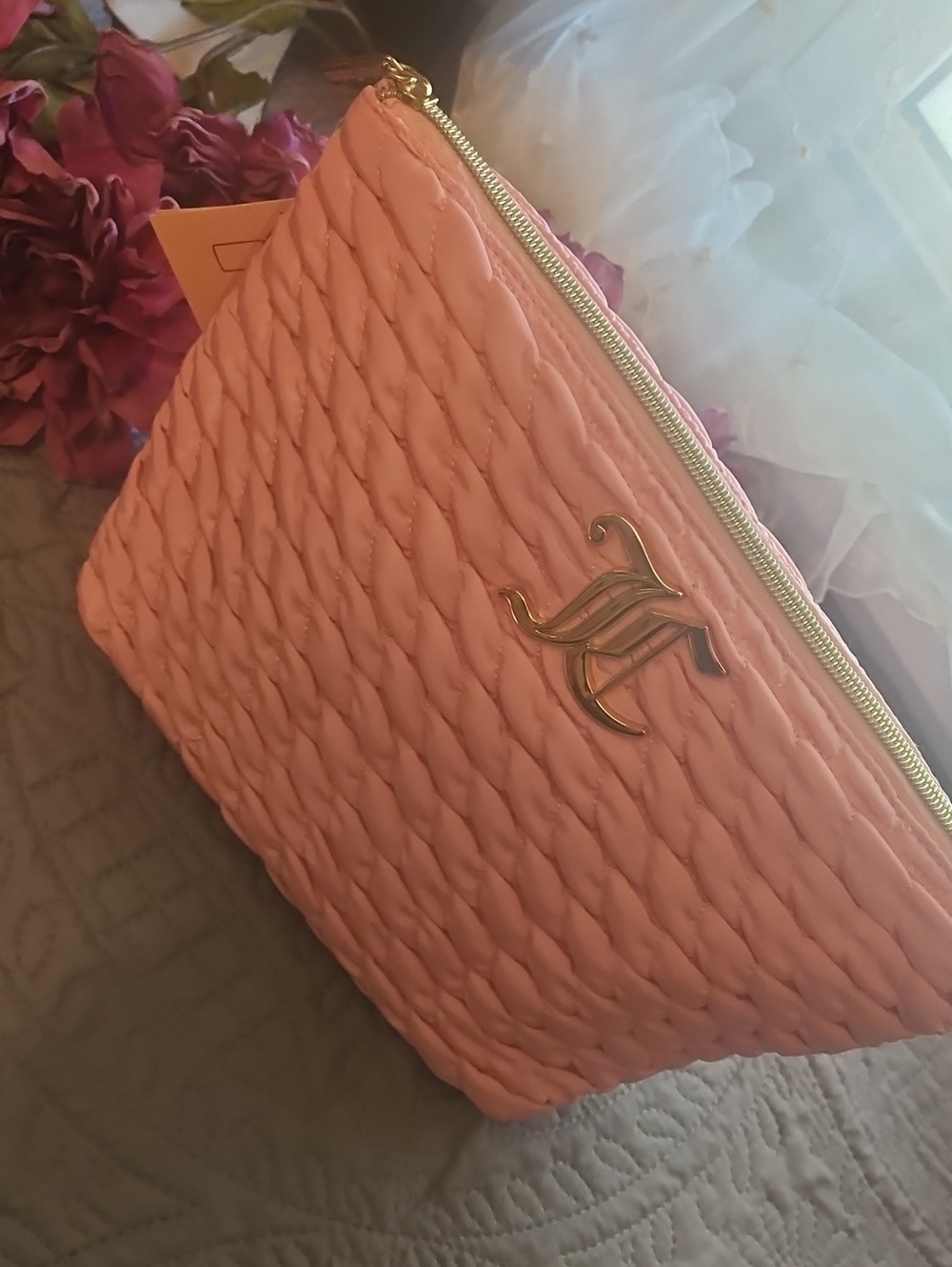 GIFT with $75+ PURCHASE Juicy Couture Pink Quilted Clutch Pouch Touletry Bag NEW